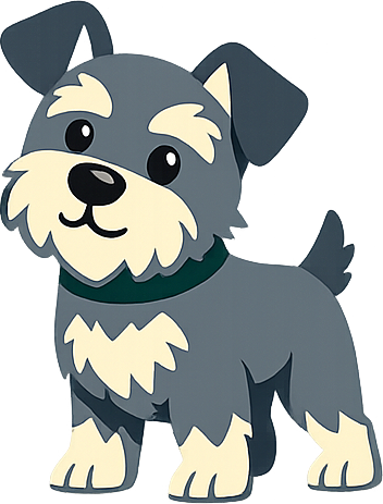 The KeepPaw schnauzer, head tilted